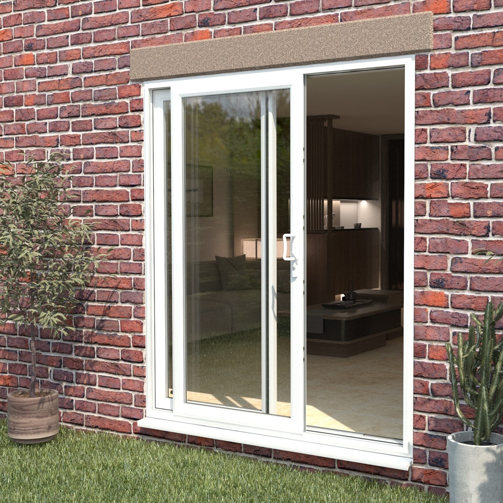 Wide sliding glass door in a modern home
