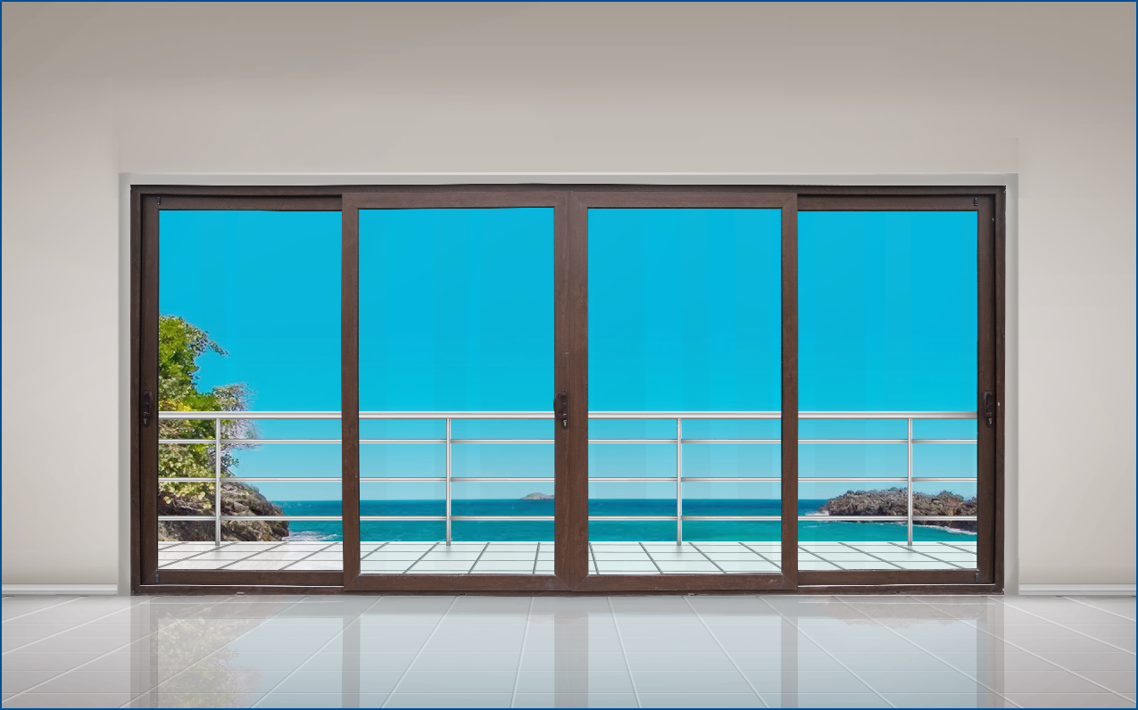 Modern home with broad glass doors